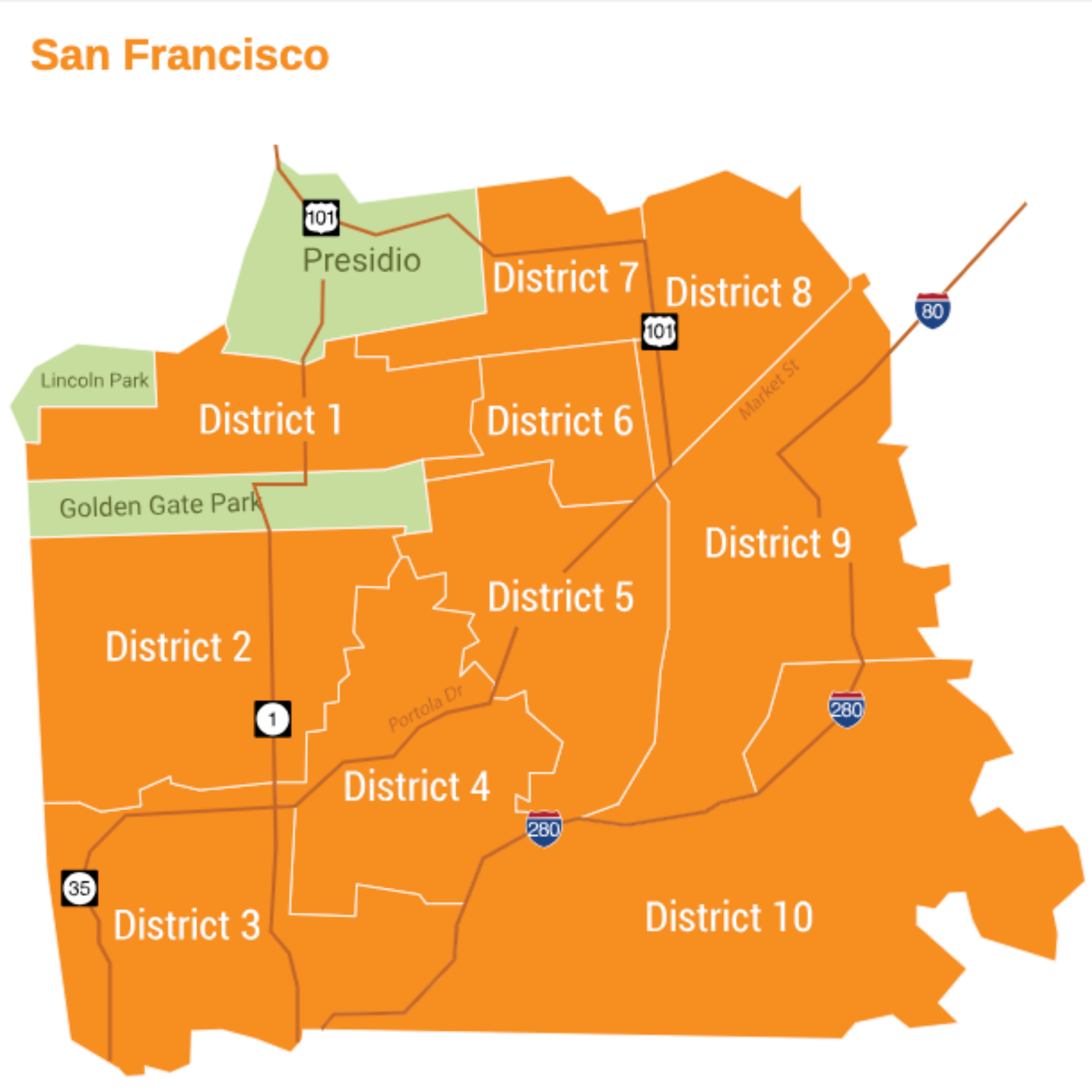 Map of San Francisco MLS districts